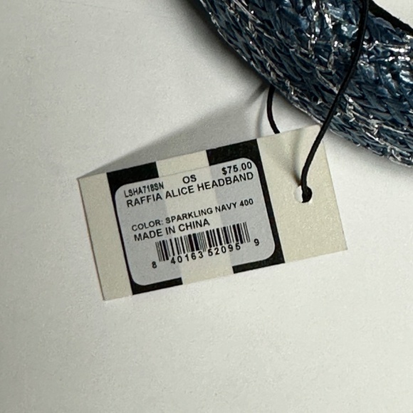 NWT ? Lele Sadoughi Blue and Silver Raffia Alice Headband ? main image 7